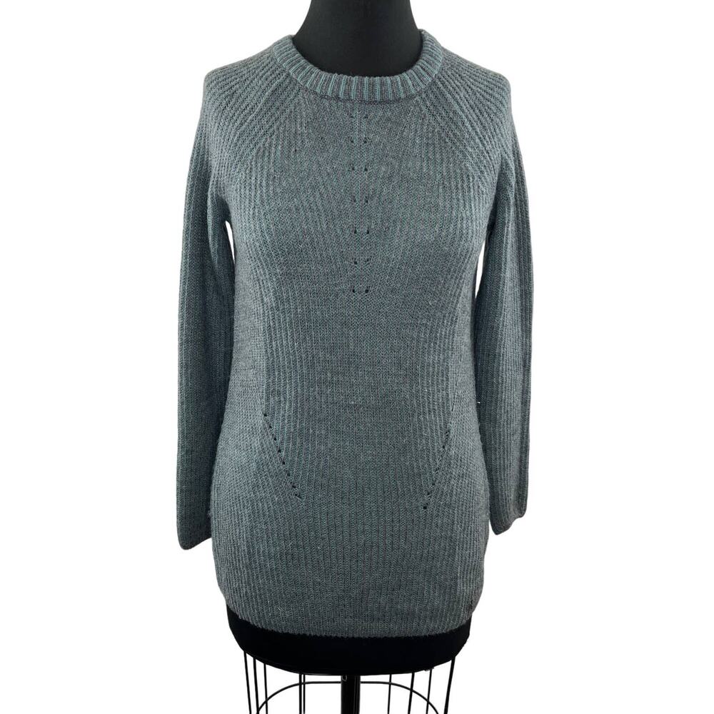 Numph Chunky Knit Blue Gray Crewneck Sweater 7517 Wool Alpaca Blend Pullover XS